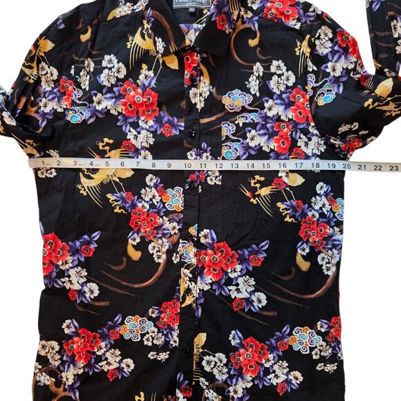 Paisley & Gray Button-down Shirt Black Floral Size Large 17 Slim-fit, Cranes - Picture 5 of 12